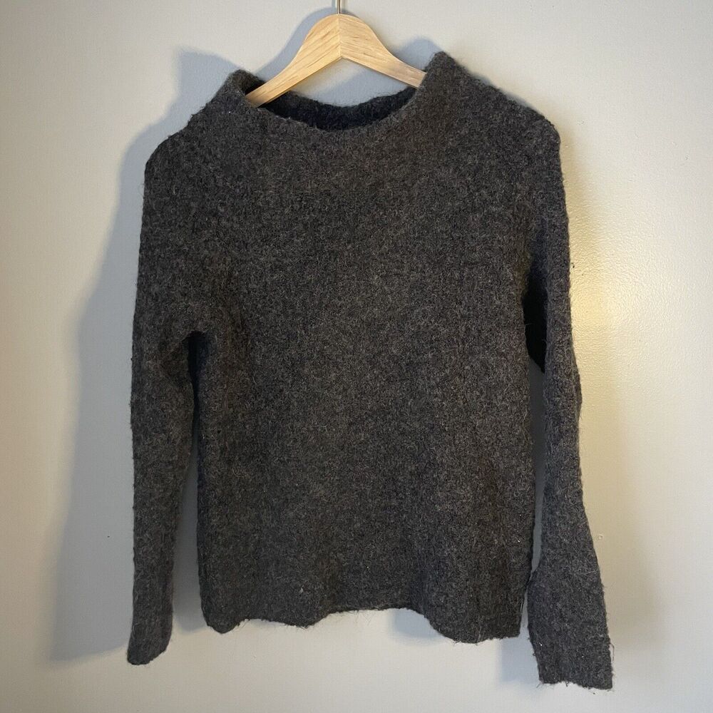 Anthropologie Moth Sweater Women Sz XS Grey Off Shoulder Long Sleeve Wool Blend